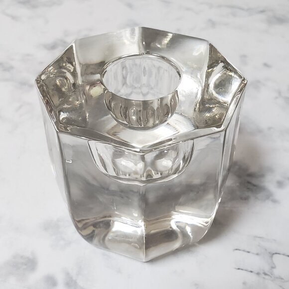 MCM Vintage Clear Crystal Faceted Candlestick Holder - Picture 1 of 6